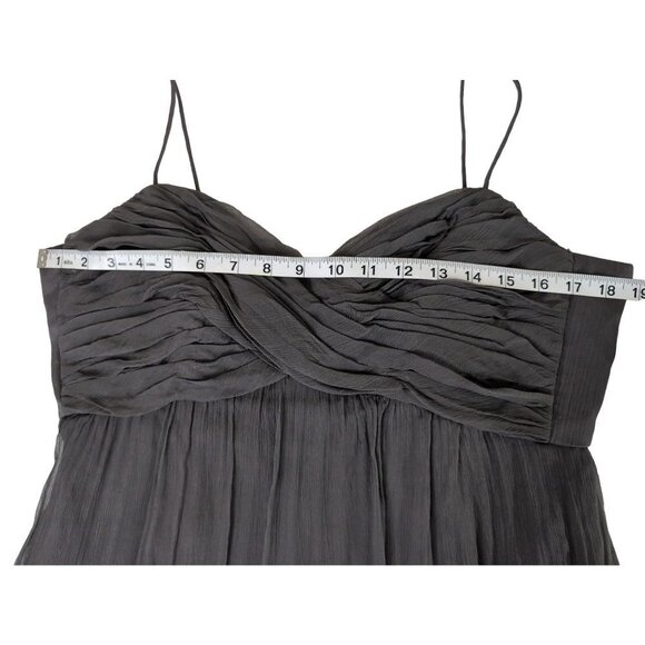 Amsale Cocktail Dress Womens 12 Gray Silk Chiffon Spaghetti Strap Knee Length - Picture 10 of 11